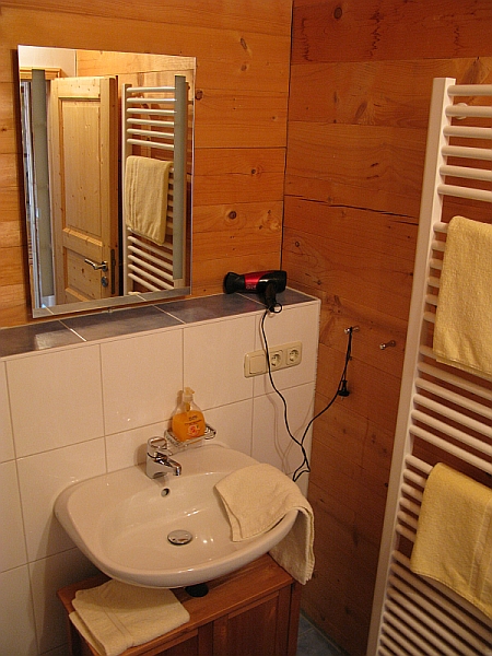 Badezimmer mit Holzwänden